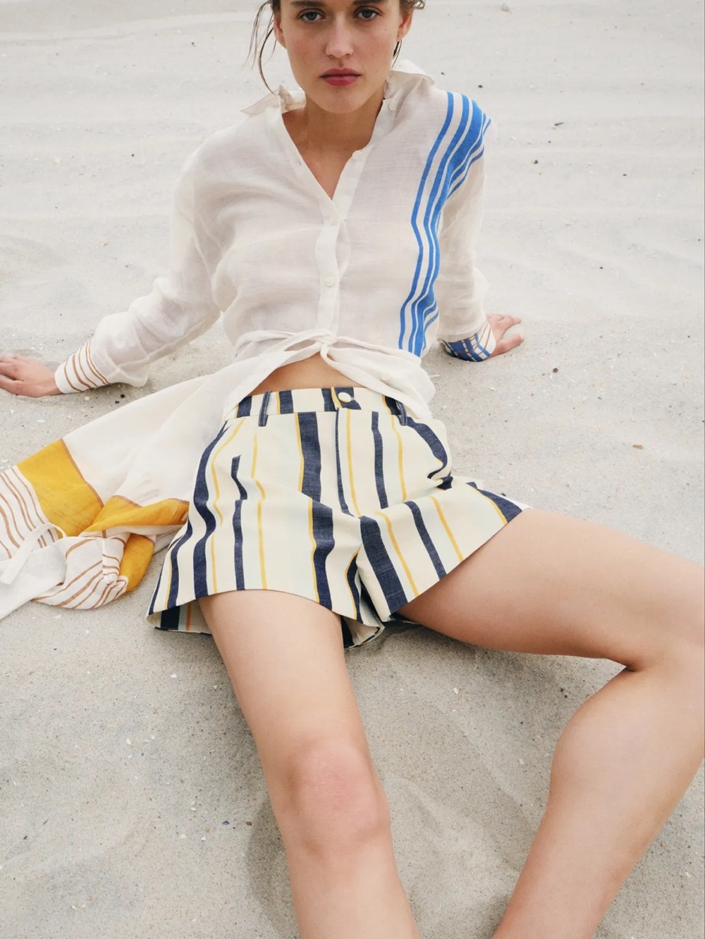 Zara Striped Pleated Shorts
